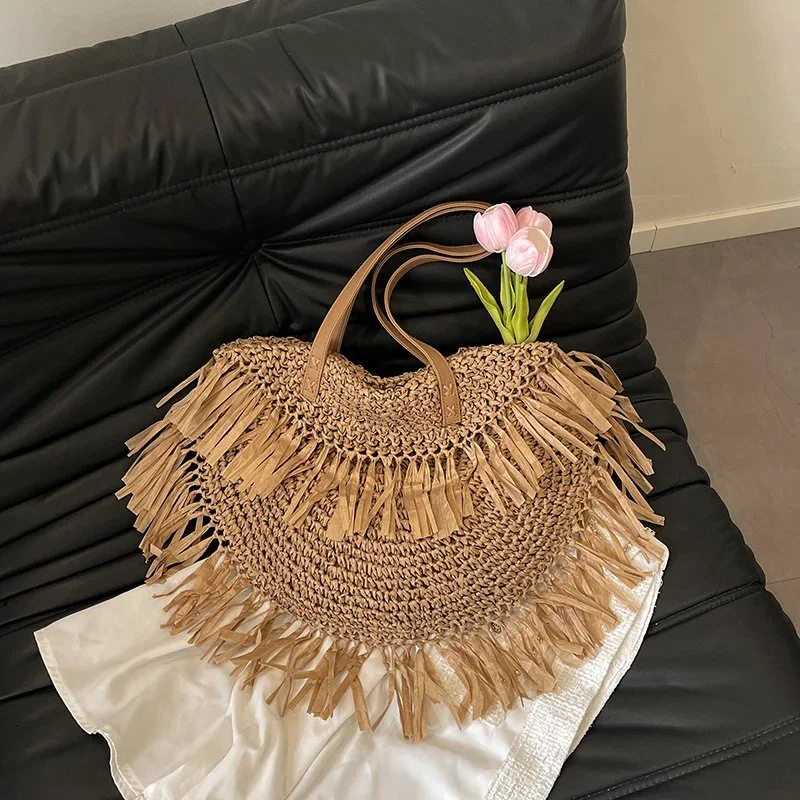 Women’s Stylish Knit Shoulder Bag with Tassel