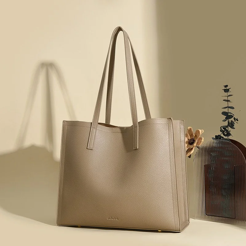Large Capacity Soft Faux Leather Tote Shoulder Bag for Work & School