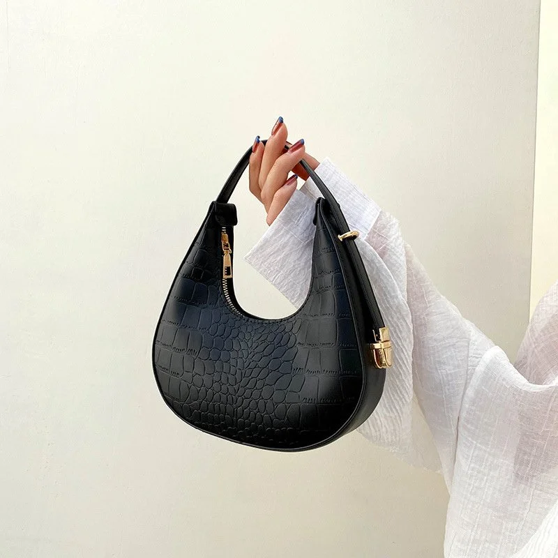 Vintage PU Leather Crescent Shoulder Bag for Women