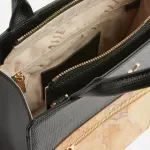 Alviero Martini Prima Classe Black Handbag with Geo Print and Shoulder Strap