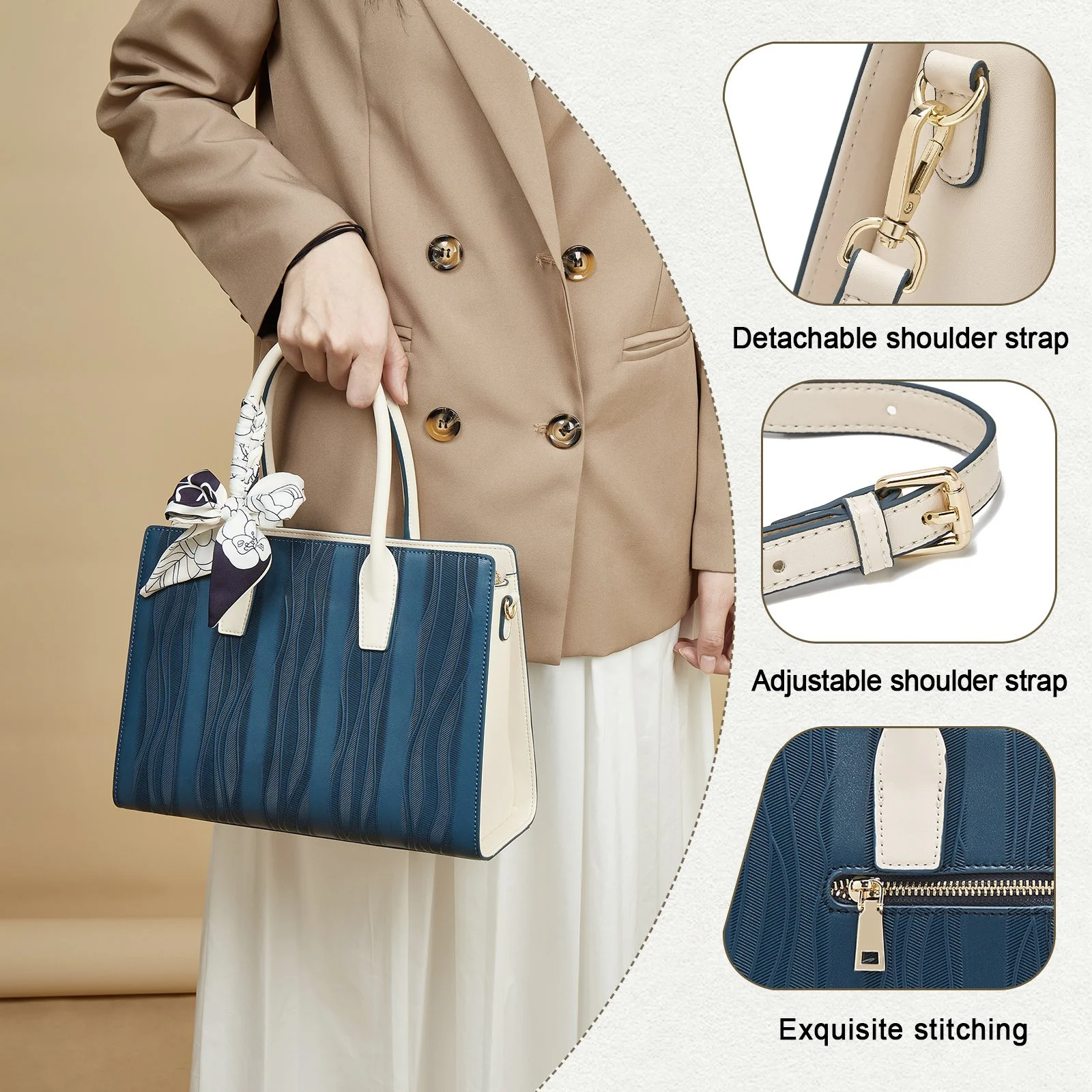 Luxury Cowhide Leather Tote Shoulder Bag