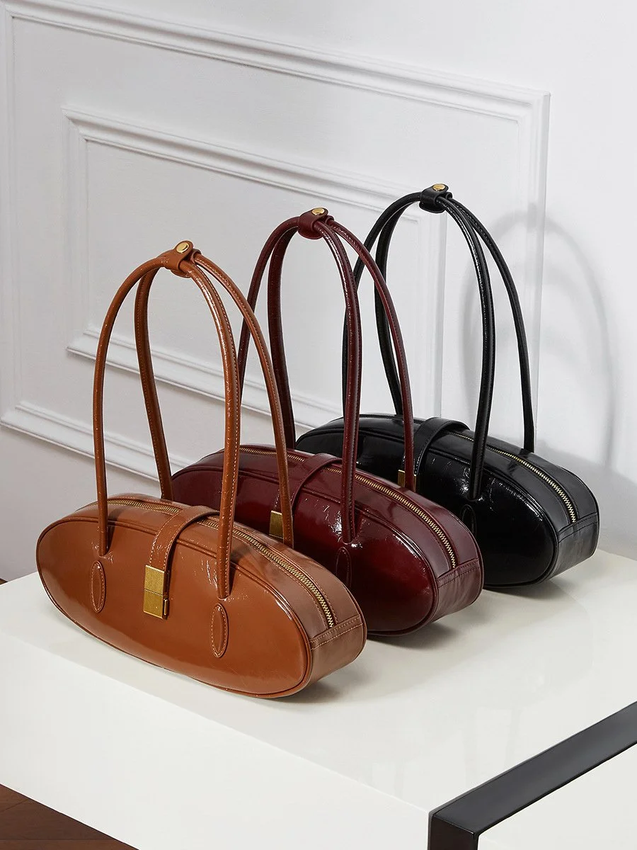 Genuine Leather Oil-Waxed Women's Shoulder Baguette Bag – Soft Cowhide Purse