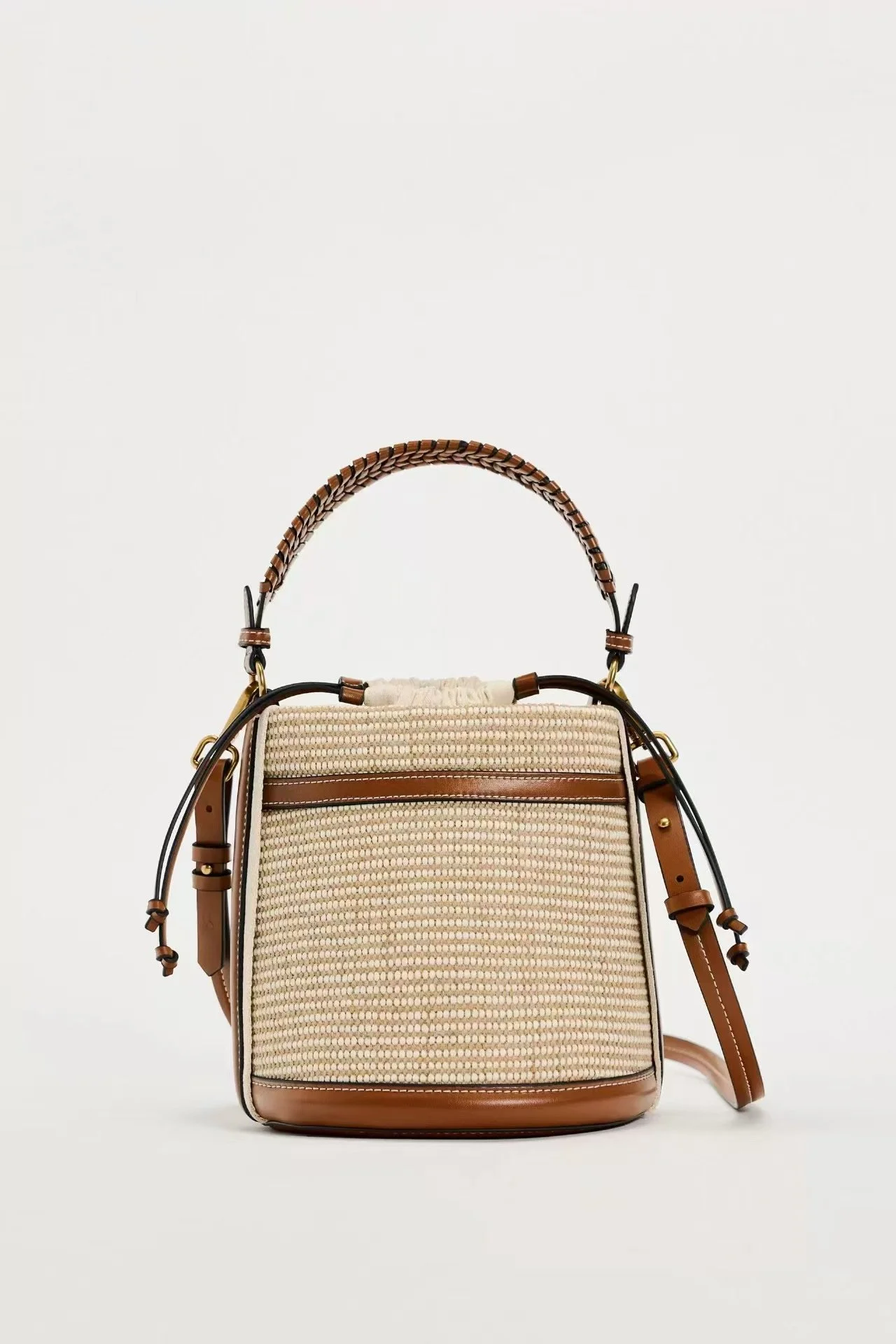 Straw Bucket Shoulder Bag – Small Woven Summer Crossbody Tote