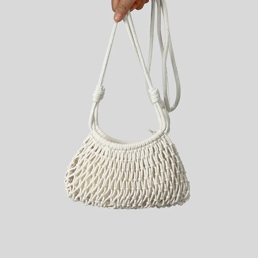 Casual Fishnet Crossbody Bag – Handmade Summer Tote for Women