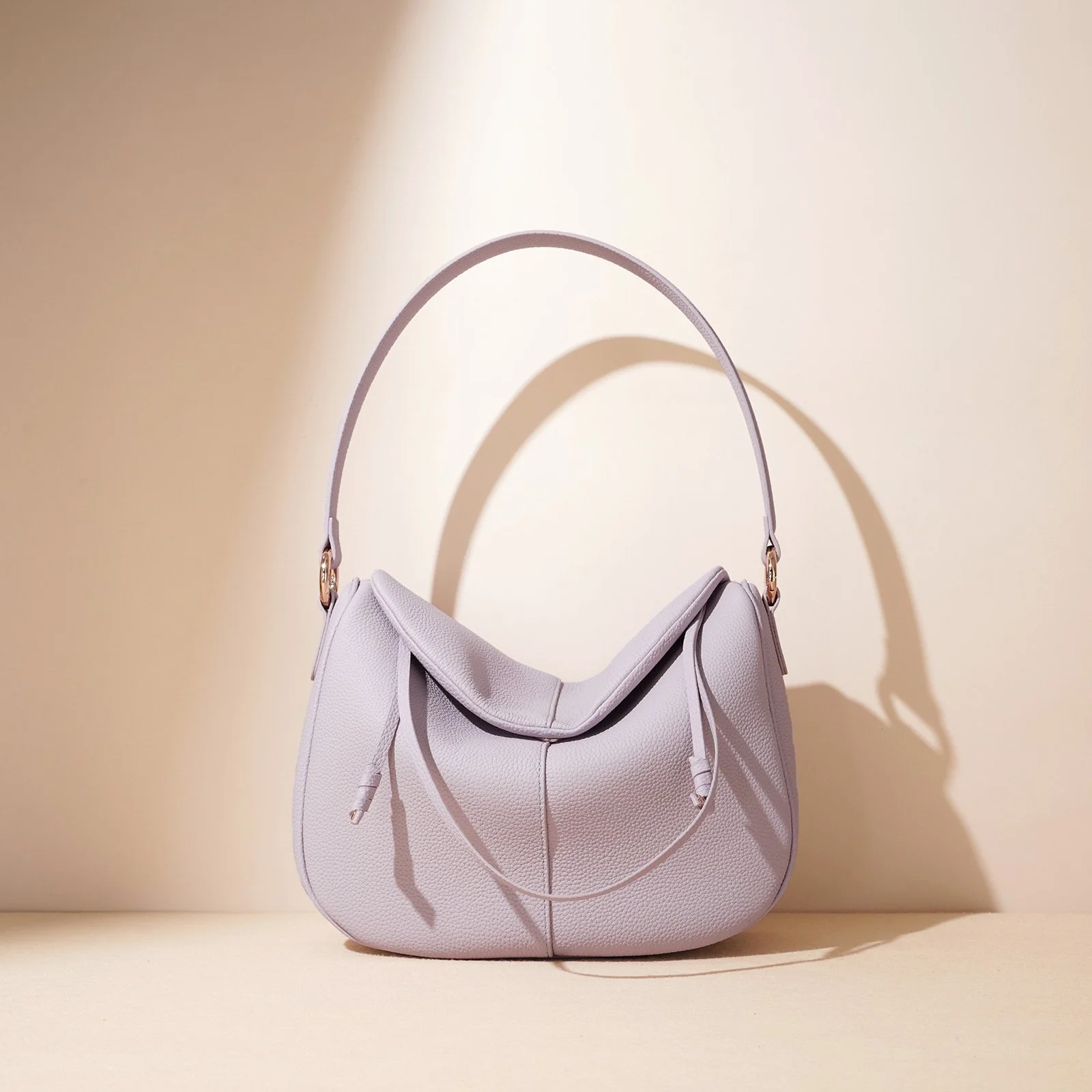 Chic One-Shoulder Leather Half-Moon Bag