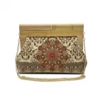 Boho Canvas Clutch Shoulder Bag – Floral Shell Shape Summer Crossbody