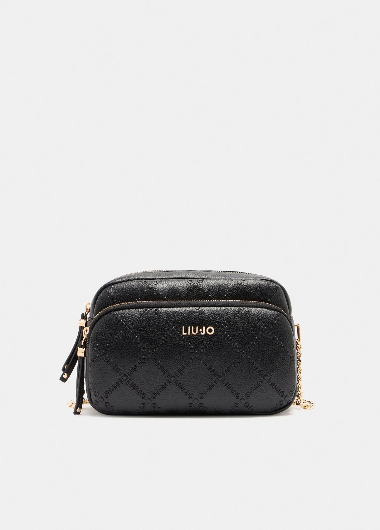 Liu Jo Women's Black Embossed Shoulder Bag with Chain Strap