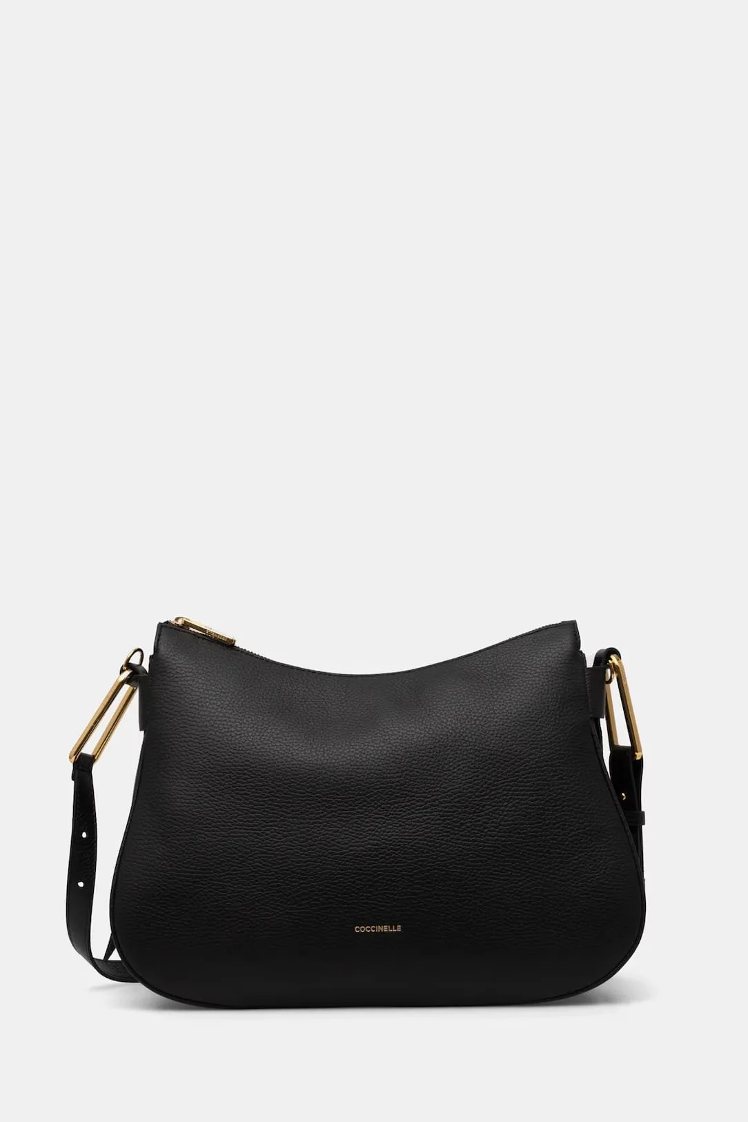 Coccinelle Black Leather Shoulder Bag with Zip Closure and Inner Pocket