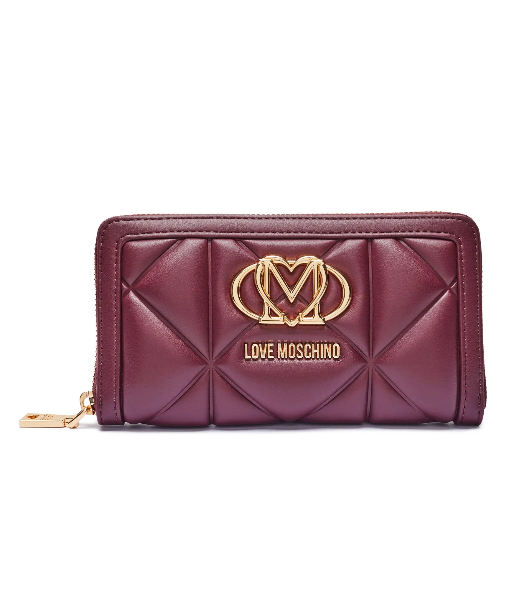 Love Moschino Women's Bordeaux Zip Wallet with Gold Heart Logo