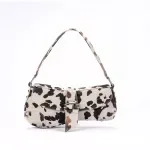 Cow Print Canvas Shoulder Bag – Vintage Animal Print Underarm Tote