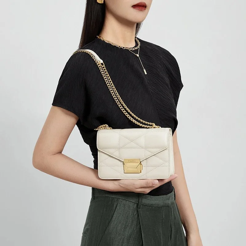 White Leather Crossbody Shoulder Bag for Women