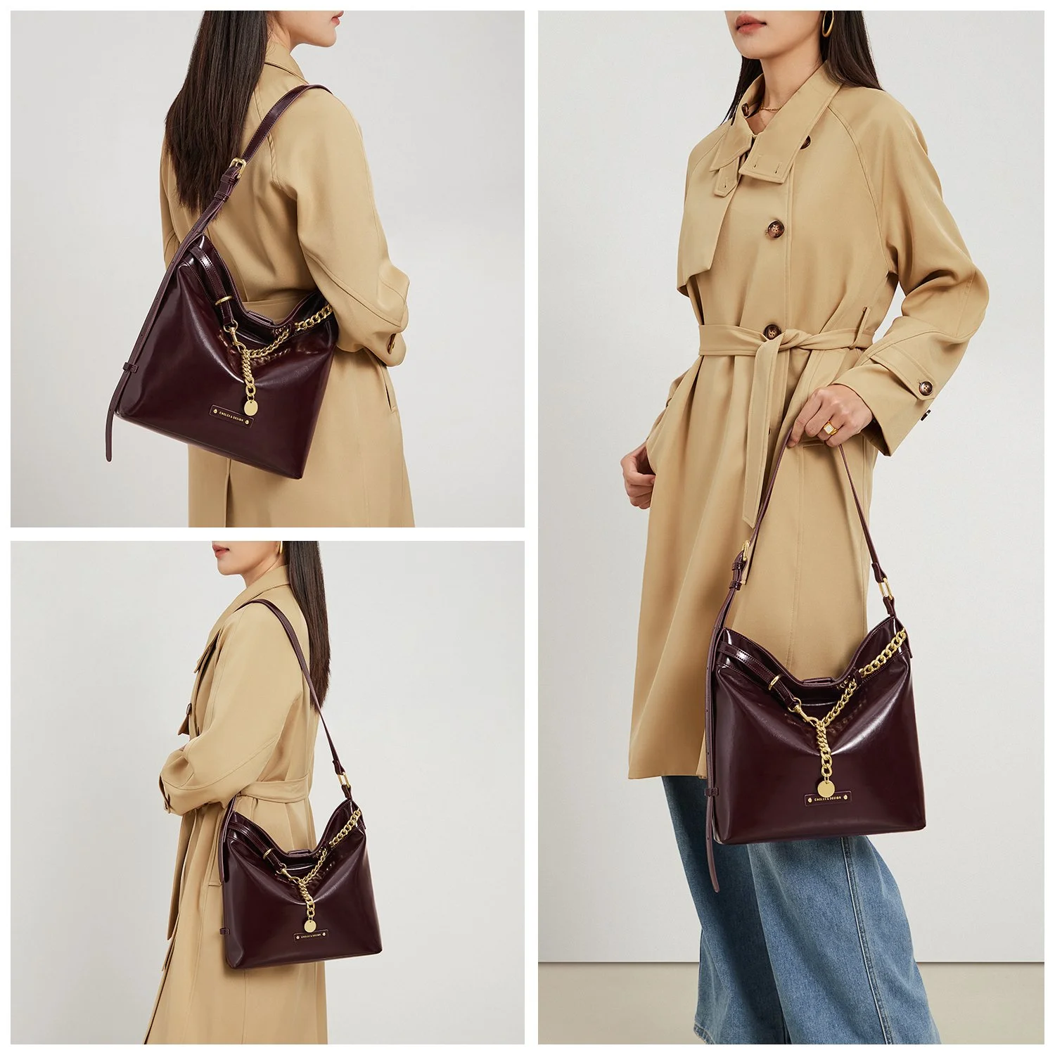 Luxury Leather Bucket Shoulder Bag for Women