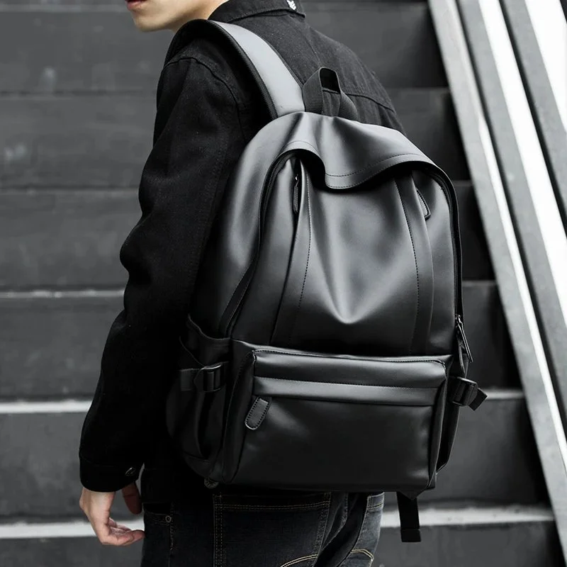 Leather Laptop Backpack for Men with USB Port – 14 Inch Travel Daypack