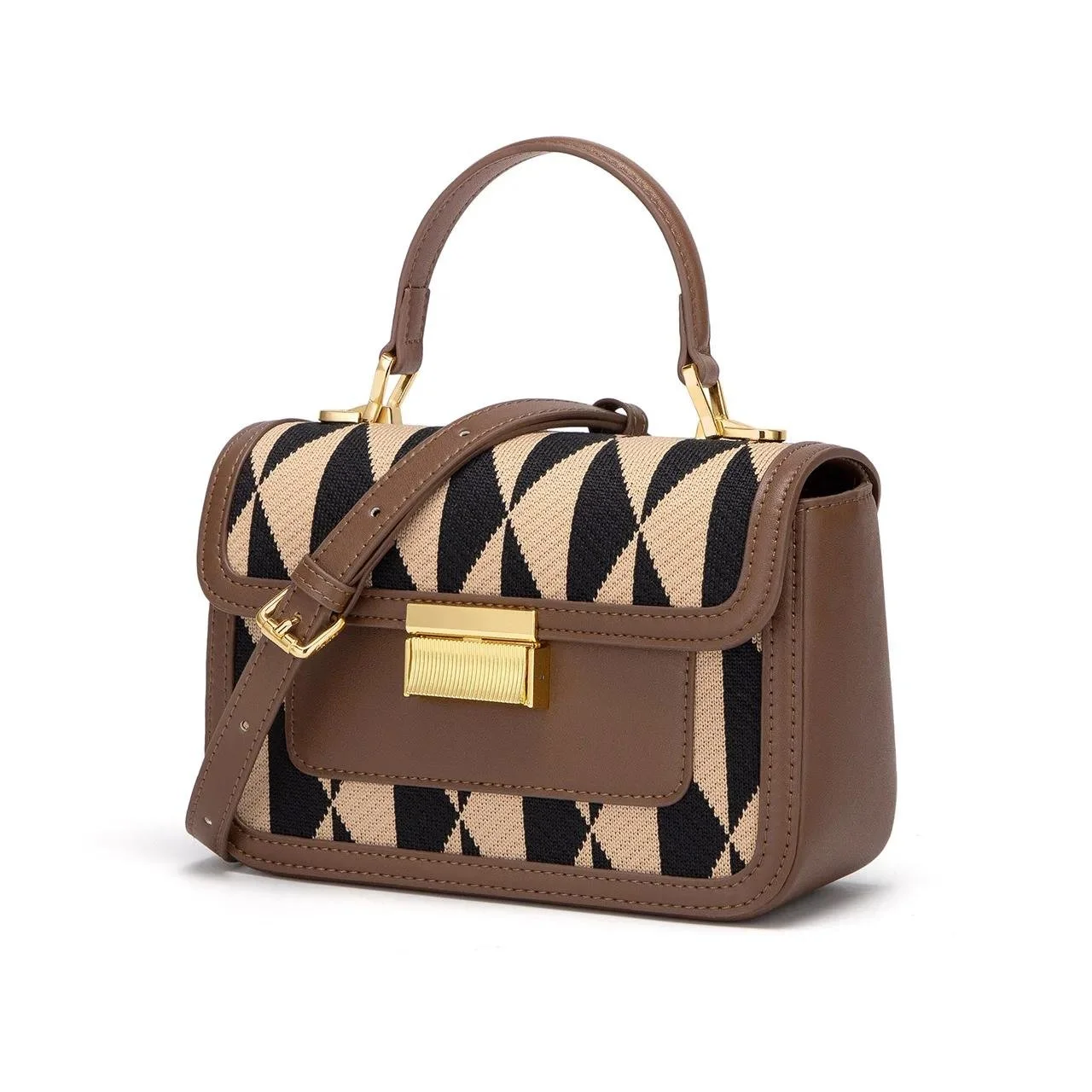 Vintage Checkered Pattern Women's Crossbody Handbag - Stylish Shoulder Bag