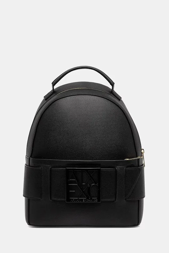 Armani Exchange Eco-Leather Backpack with Adjustable Straps and Front Pocket
