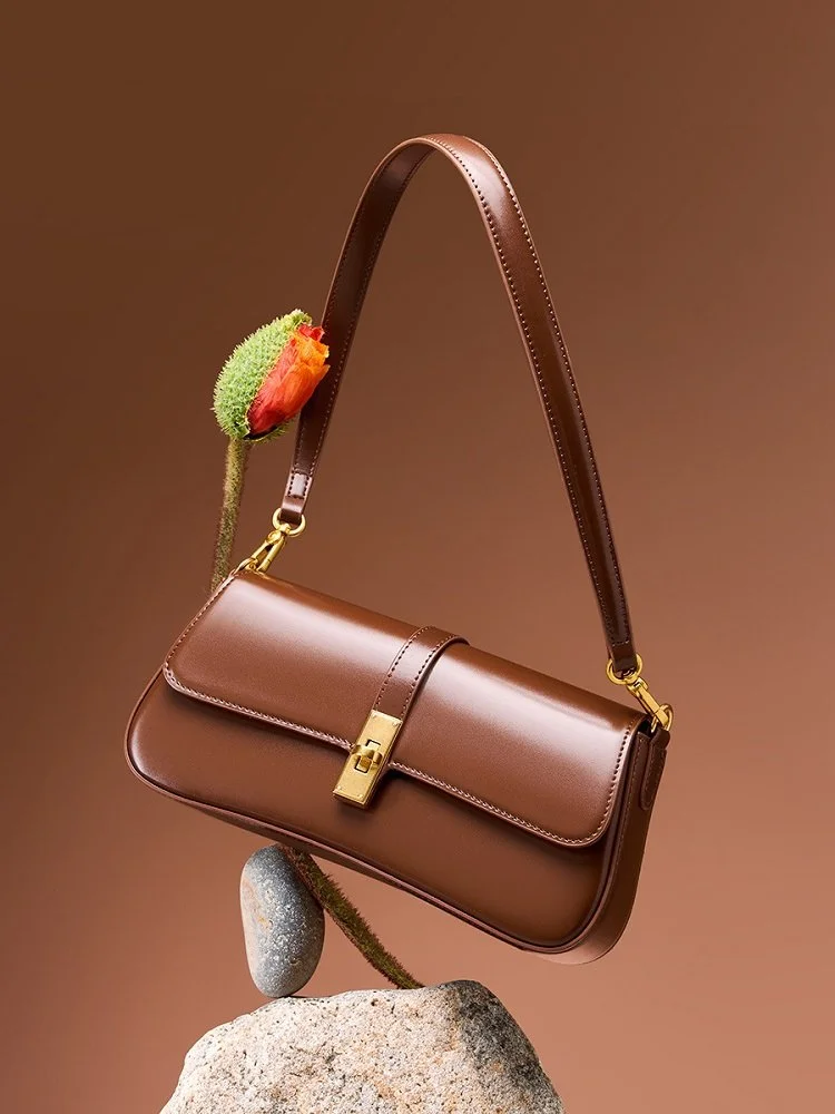 Leather Baguette Shoulder Bag