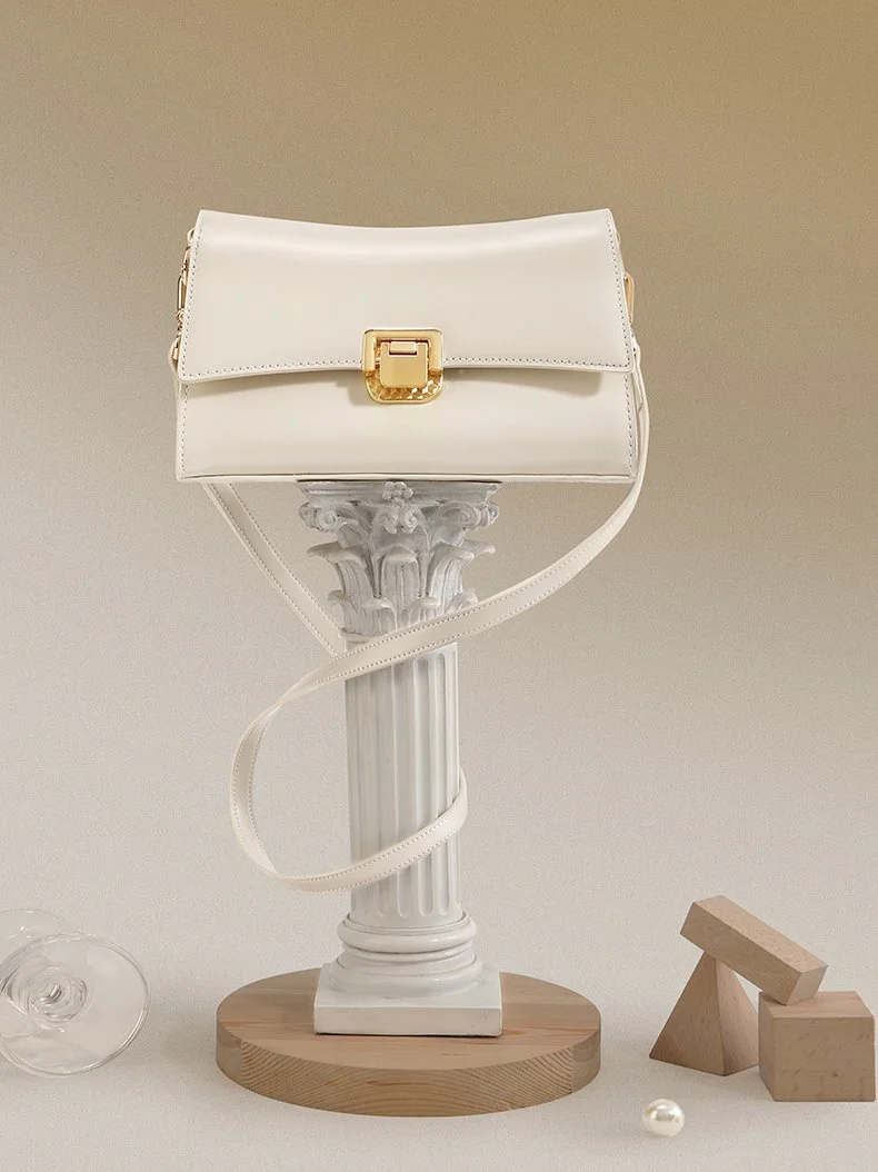 Luxury Genuine Leather Baguette Shoulder Bag with Custom Hardware for Women
