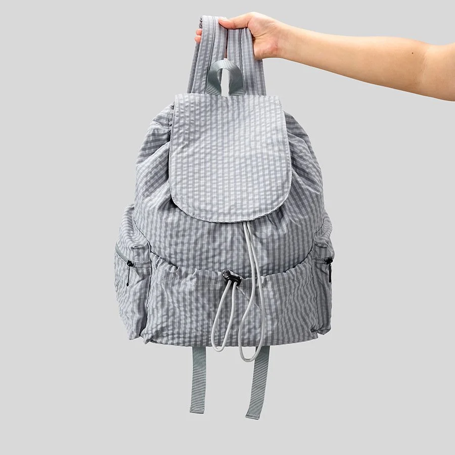 Casual Striped Nylon Backpack – Multi-Pocket, Large Capacity Bag