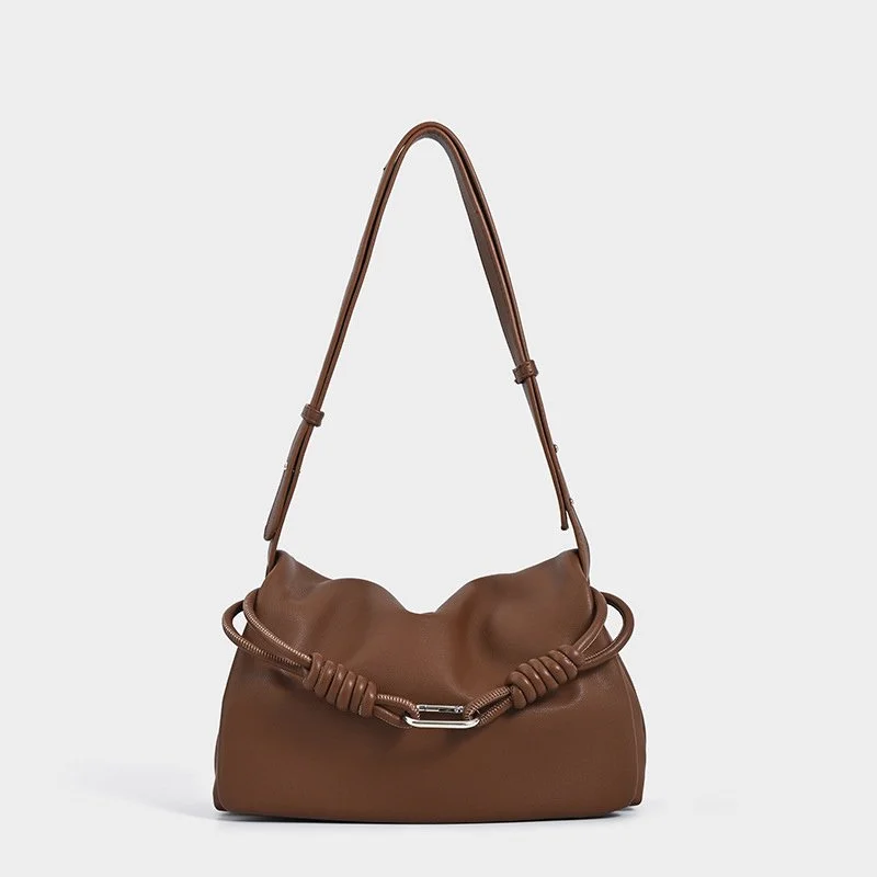 Elegant Pleated Bucket Crossbody Bag