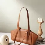 Genuine Leather Pleated Tote Bag for Women – Large Capacity Shoulder Purse