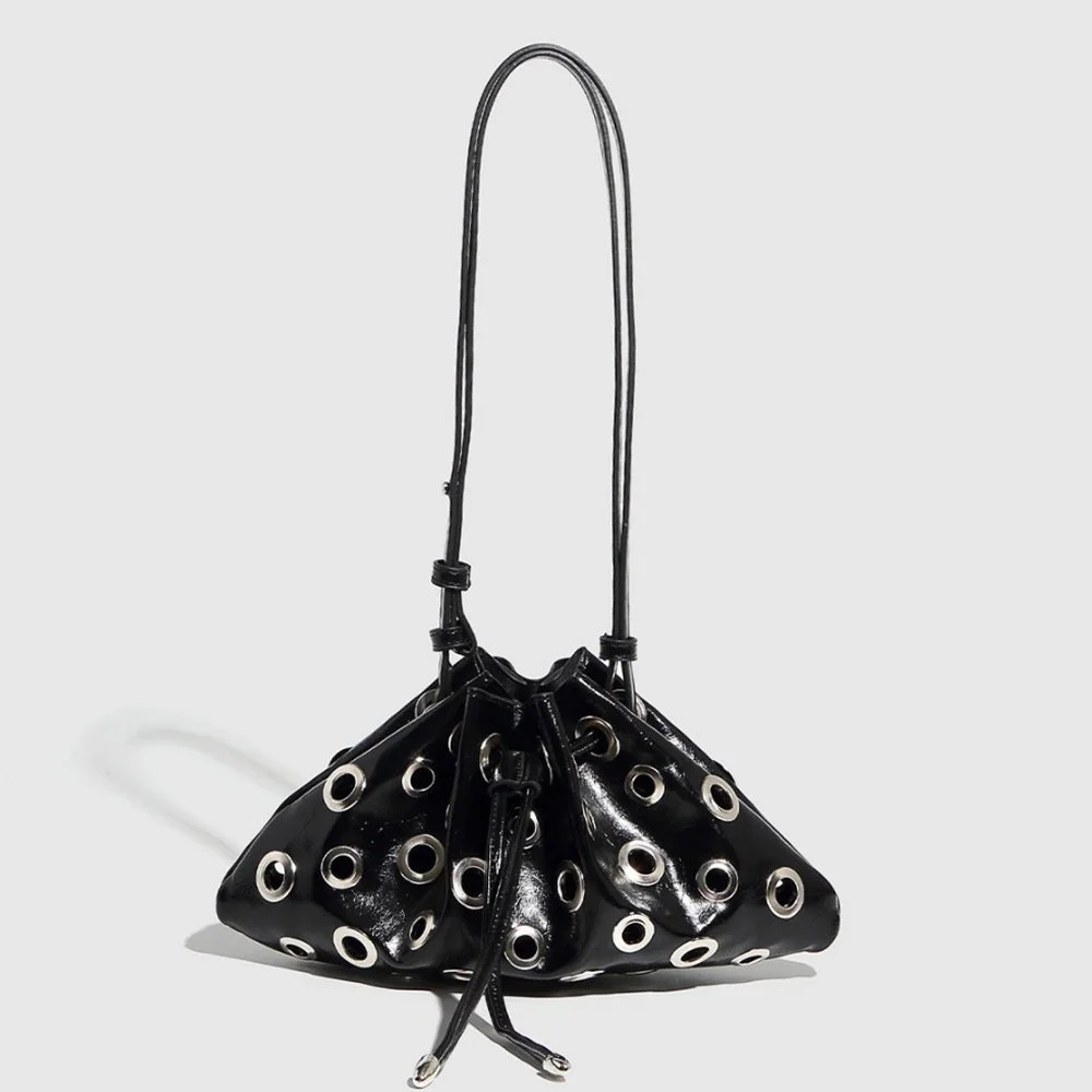 Chic Hollow Rivet Shoulder Bag - Stylish Luxury Mini Tote for Women