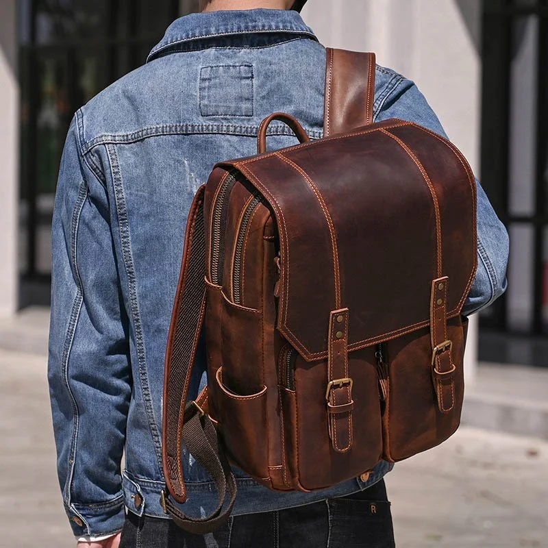 Men’s Large Leather Laptop Backpack
