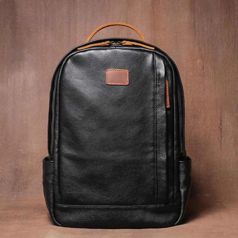 Genuine Leather Two-Tone Laptop Backpack