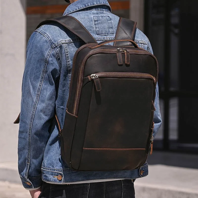 Men’s Vintage Leather Laptop Backpack 15.6”