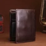 Men's Genuine Leather Short Wallet - Classic Retro Card Holder with Zipper Coin Purse