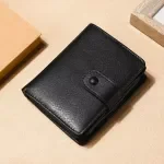 Men’s Small RFID Blocking Genuine Leather Wallet with Flip ID & Coin Purse