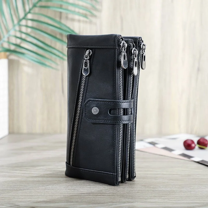 RFID Blocking Genuine Leather Clutch Wallet – Long Fashion Purse