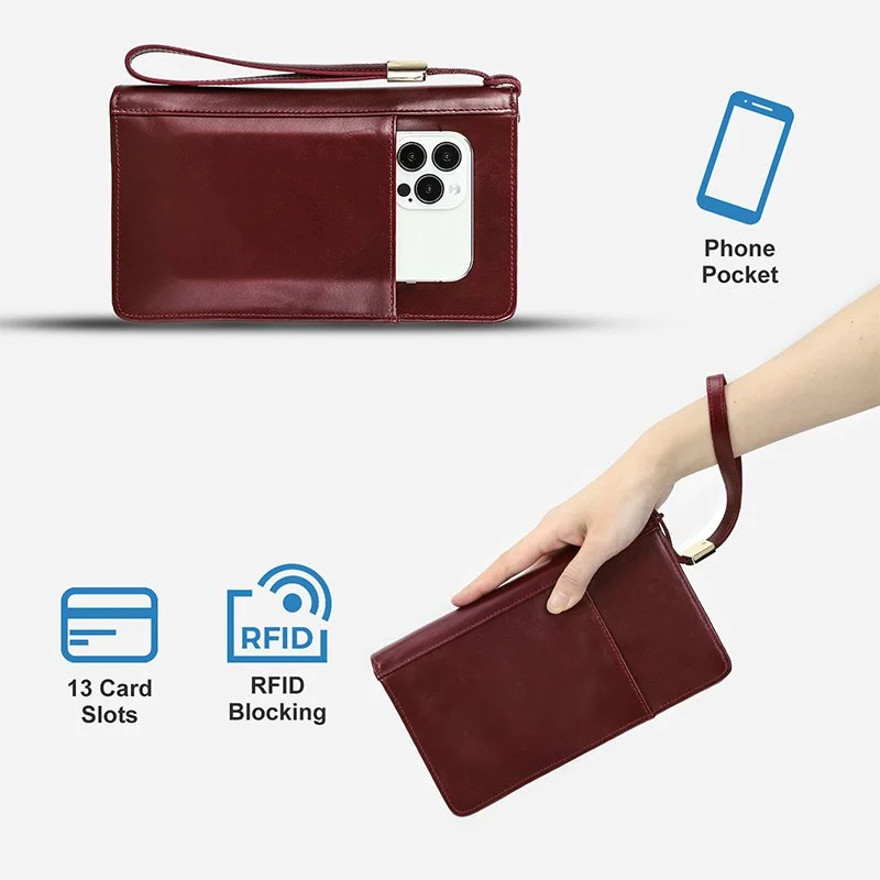 Genuine Leather Travel Wallet – Family Passport & Document Organizer
