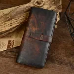 Men’s Genuine Leather Long Wallet with Coin Purse & Card Holder – Retro Style