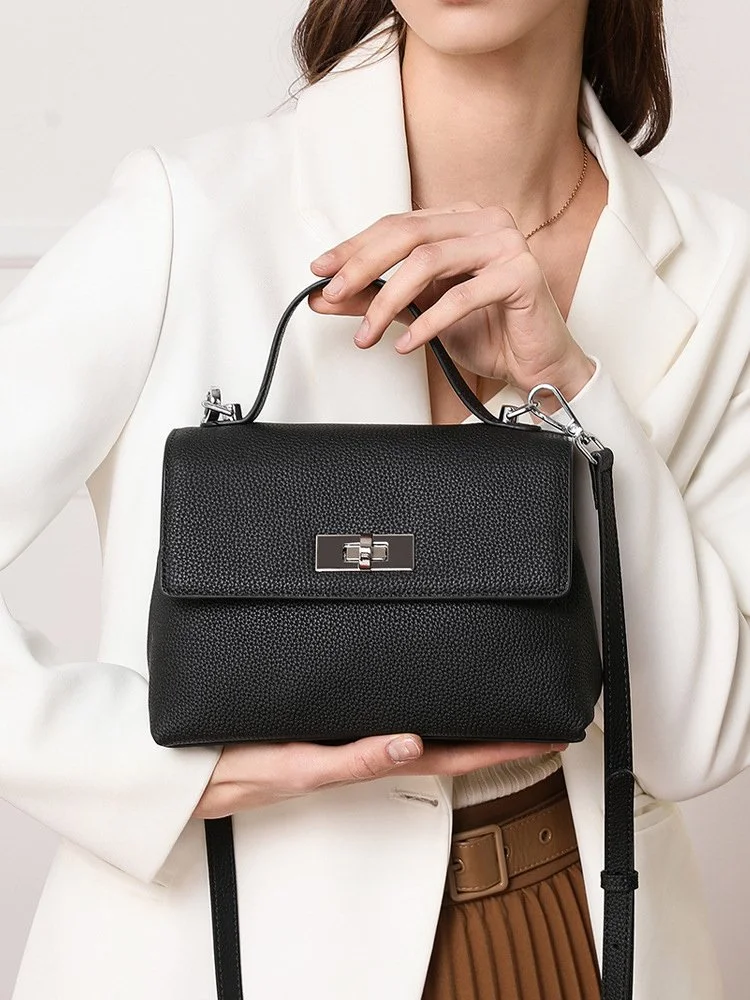 Luxury Genuine Leather Small Square Crossbody Shoulder Bag for Women