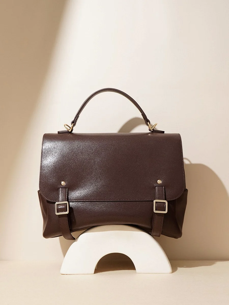 Fashionable Double Shoulder Messenger Bag - Versatile Leather Design