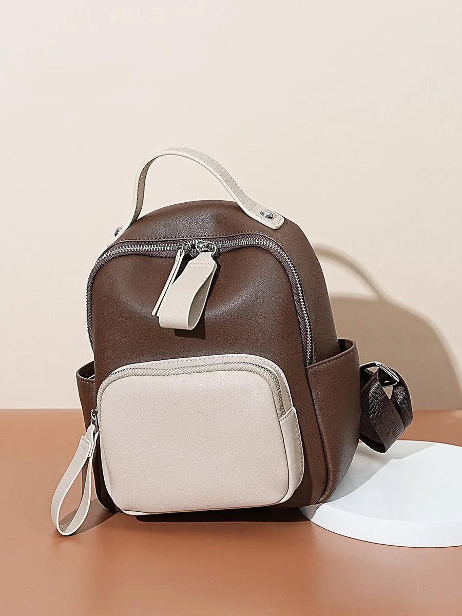 Real Leather Women’s Large Capacity Small Backpack for Travel & Commuting