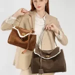 Elegant Women's Suede & Lamb Wool Tote Bag – Versatile Handbag