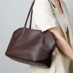 Large Capacity Women's Leather Bowling Tote Bag – Soft, Stylish & Versatile