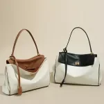 Luxury Canvas & Cowhide Women's Tote Bag – Large Capacity Stylish Shoulder Design