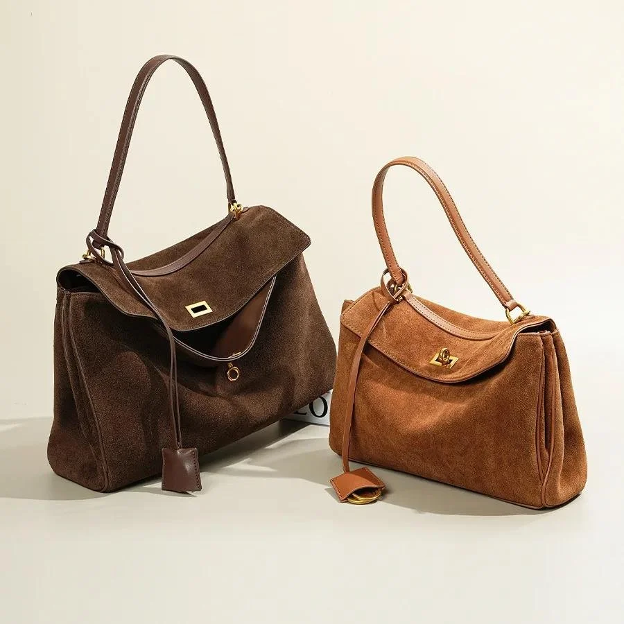 Stylish Suede Leather Tote Bag - Large Capacity Shoulder Bag