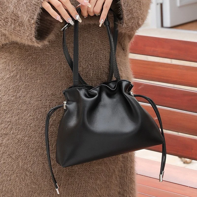 Luxury Pleated Cloud Crossbody Bag – Premium Genuine Leather Shoulder Purse
