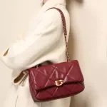 Genuine Leather Quilted Chain Shoulder Bag - Luxurious Small Square Handbag