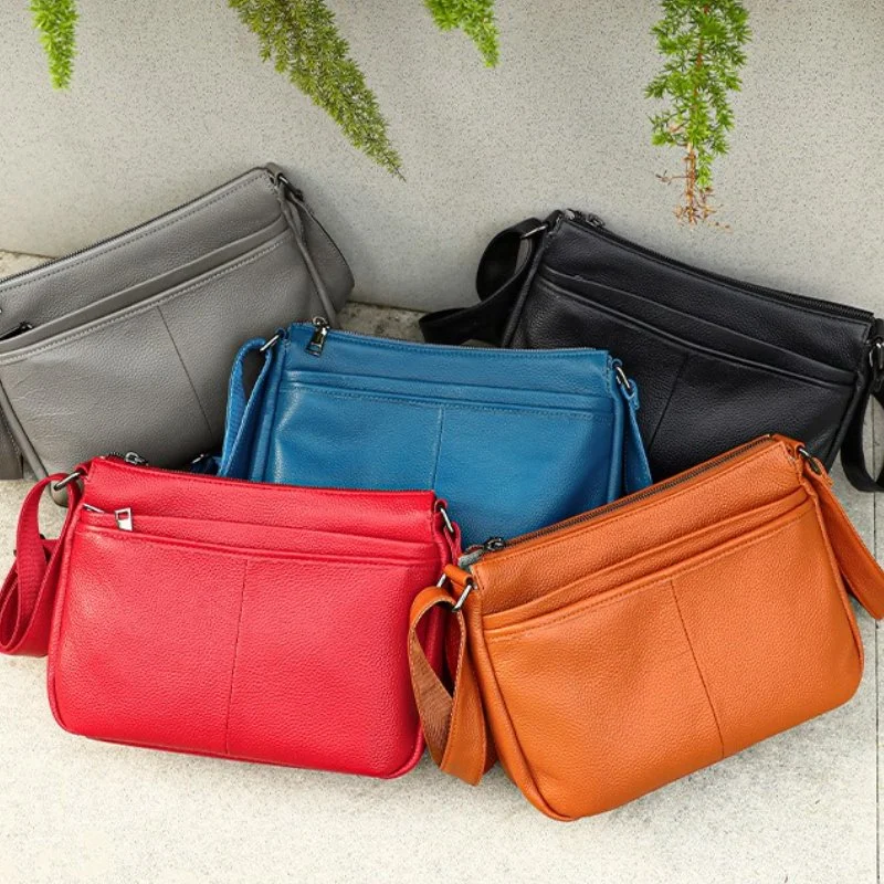 Women's Top-Grain Cowhide Crossbody Bag - Spacious Organizer for Everyday Use