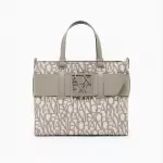 Armani Exchange Women’s Beige Printed Handbag with Shoulder Strap