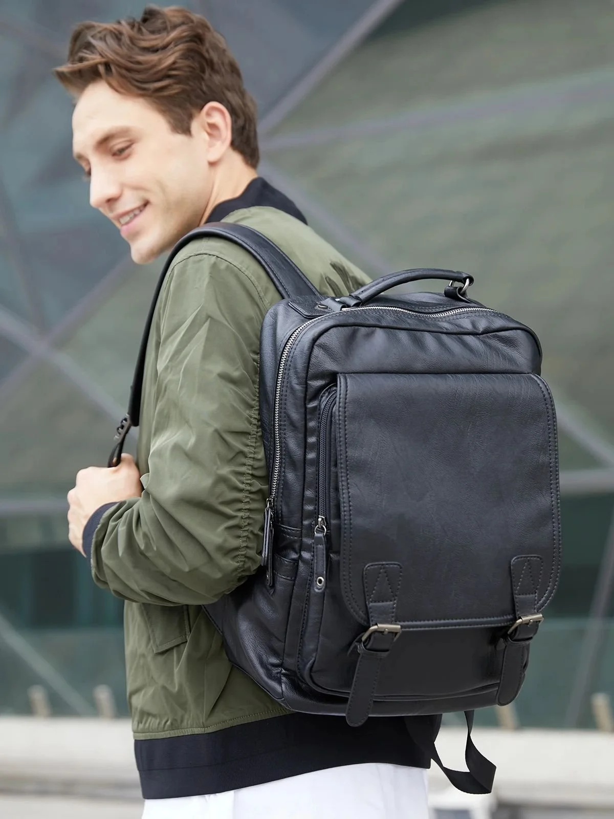 Fashion Leather Backpack for Men - Large Capacity Travel Bag