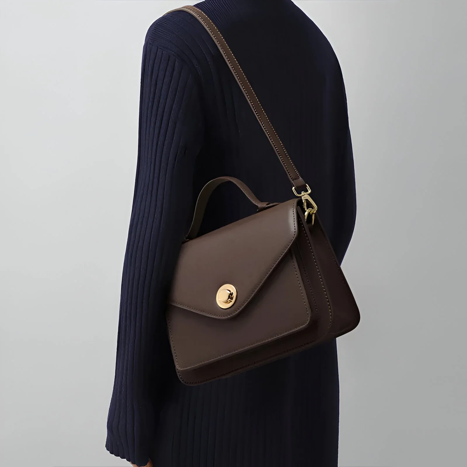 Genuine Leather Minimalist Women’s Square Shoulder & Crossbody Bag