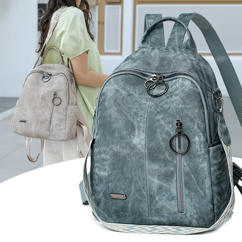 Chic PU Leather Women’s Backpack – Large Capacity Daypack