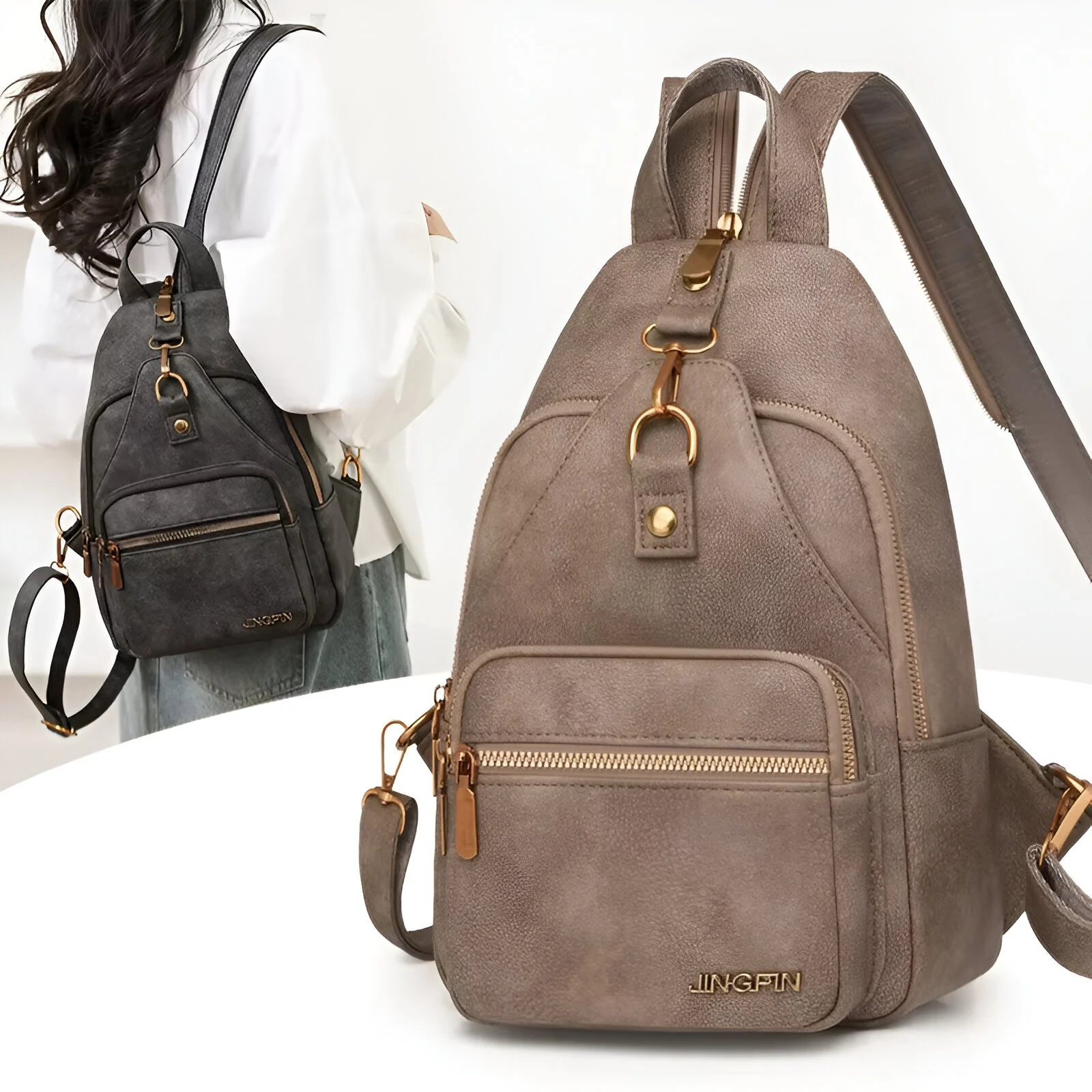 PU Leather Fashion Backpack Chest Bag for Women & Men – Lightweight Small Daypack
