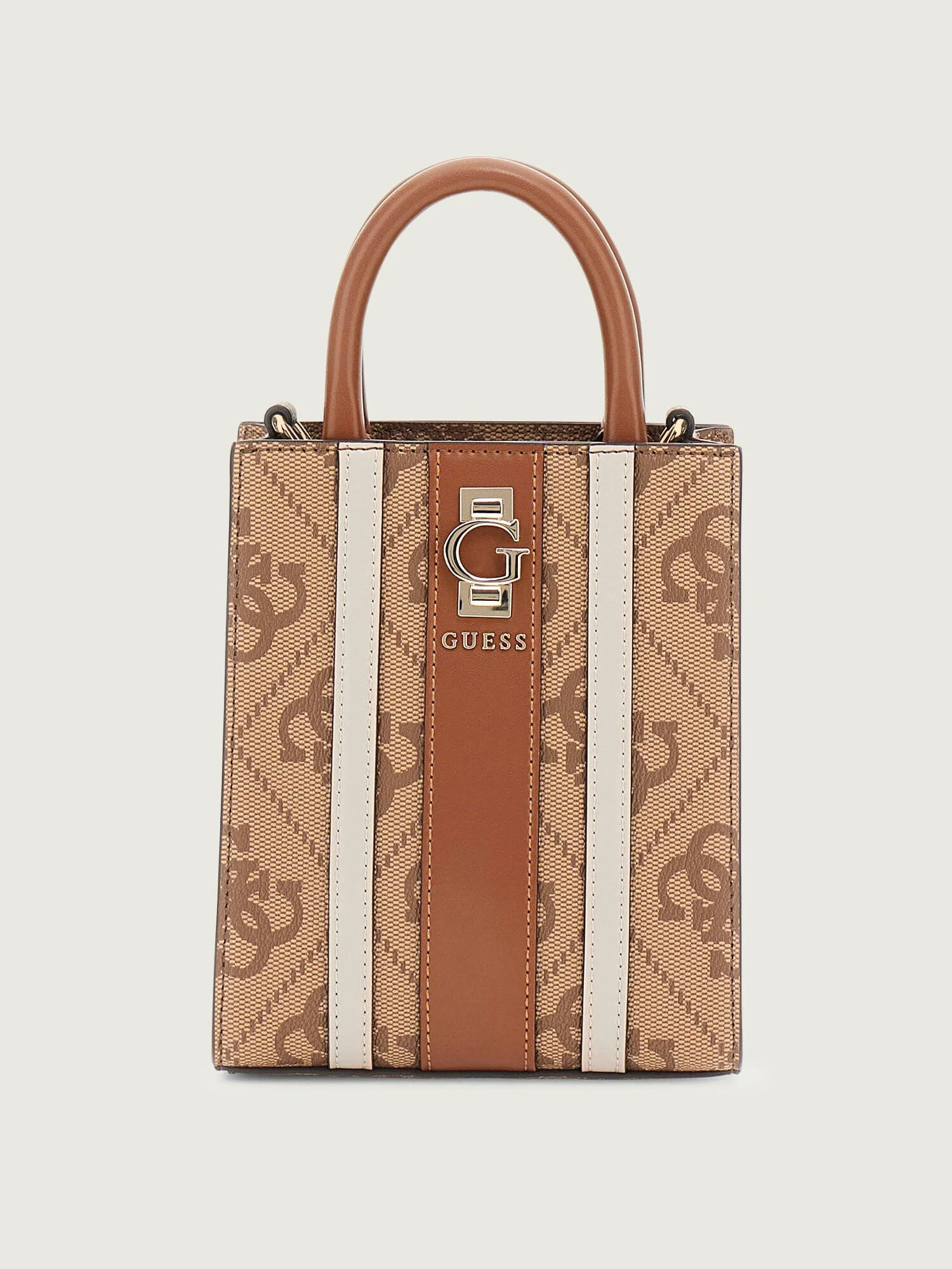 Guess Women's Brown Printed Handbag with Shoulder Strap