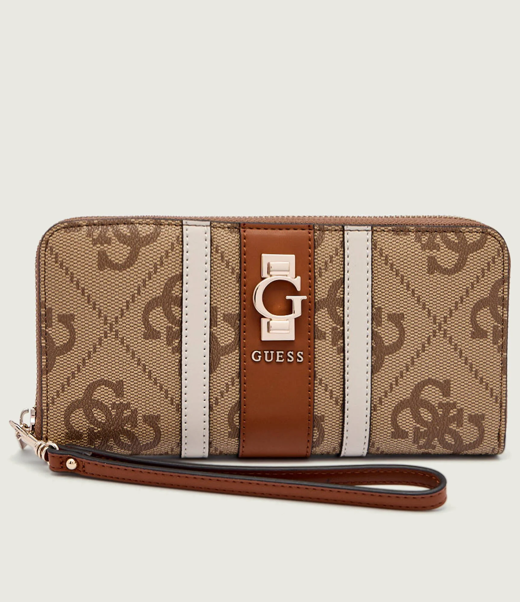 Guess Women's Beige Printed Zip Wallet